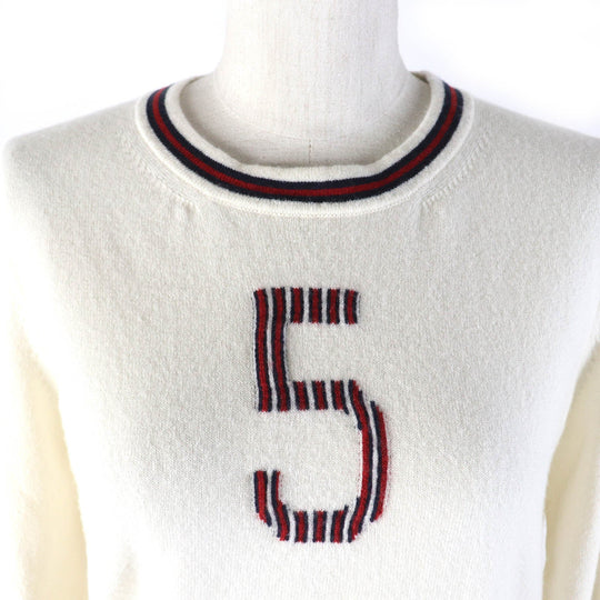 CHANEL knit P70307K10000 Main: 100% cashmere Ivory red navy No5 Women 38 Used Authentic