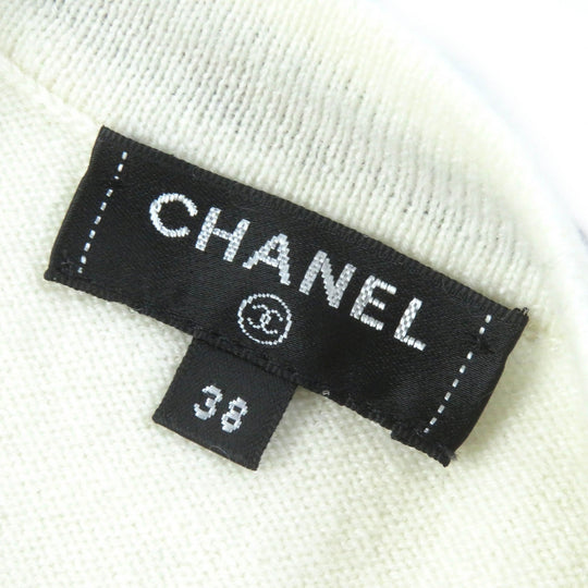 CHANEL knit P70307K10000 Main: 100% cashmere Ivory red navy No5 Women 38 Used Authentic