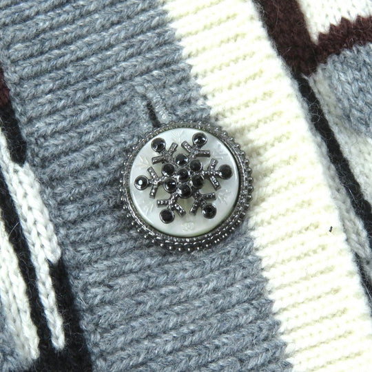 CHANEL cardigan P62167K47783 Main: 100% cashmere Gray White Black Brown Women 36 Used Authentic