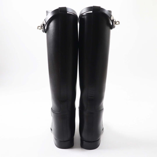 HERMES Knee-high boots 042138Z Main: Leather black Women 36.5 Used Authentic