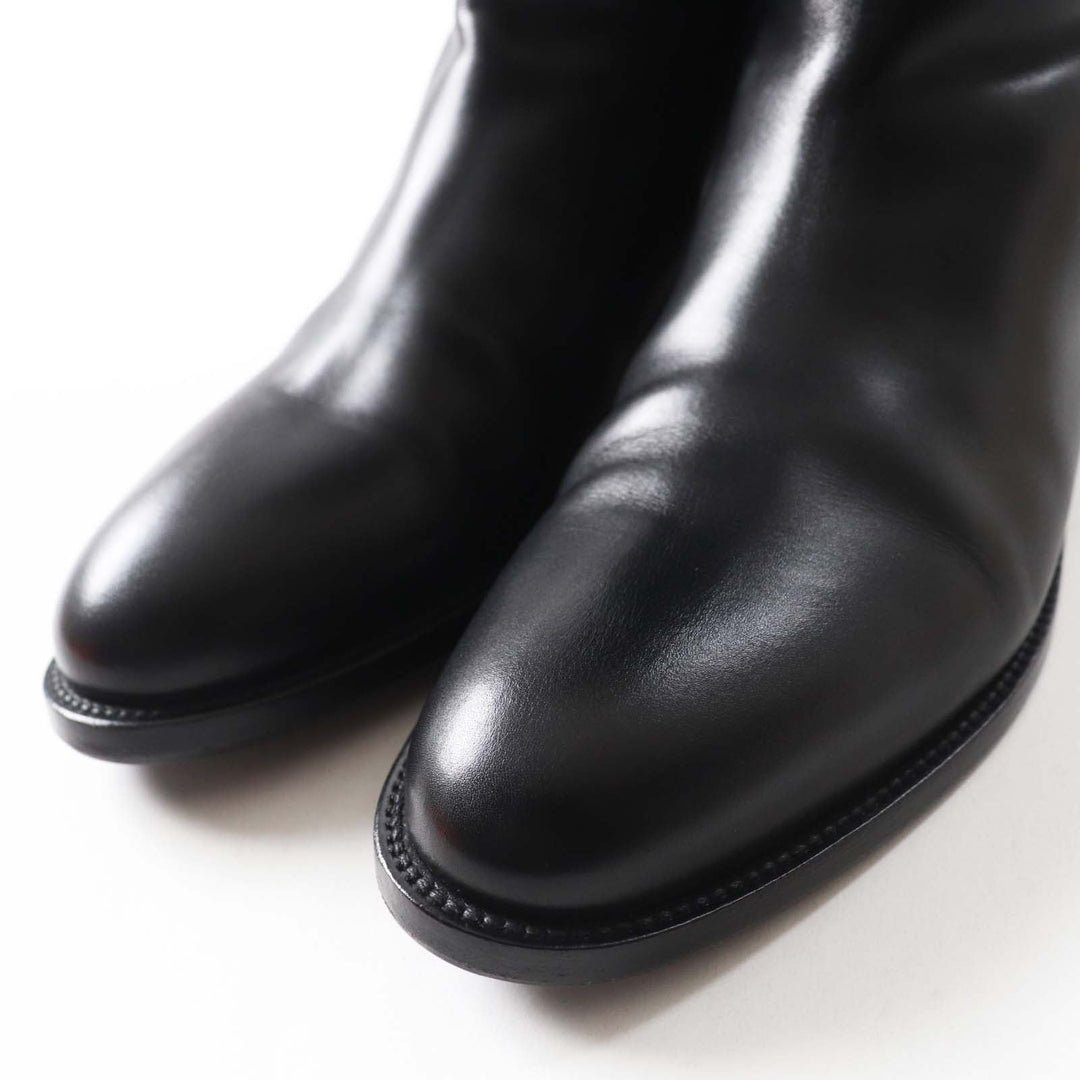 HERMES Knee-high boots 042138Z Main: Leather black Women 36.5 Used Authentic