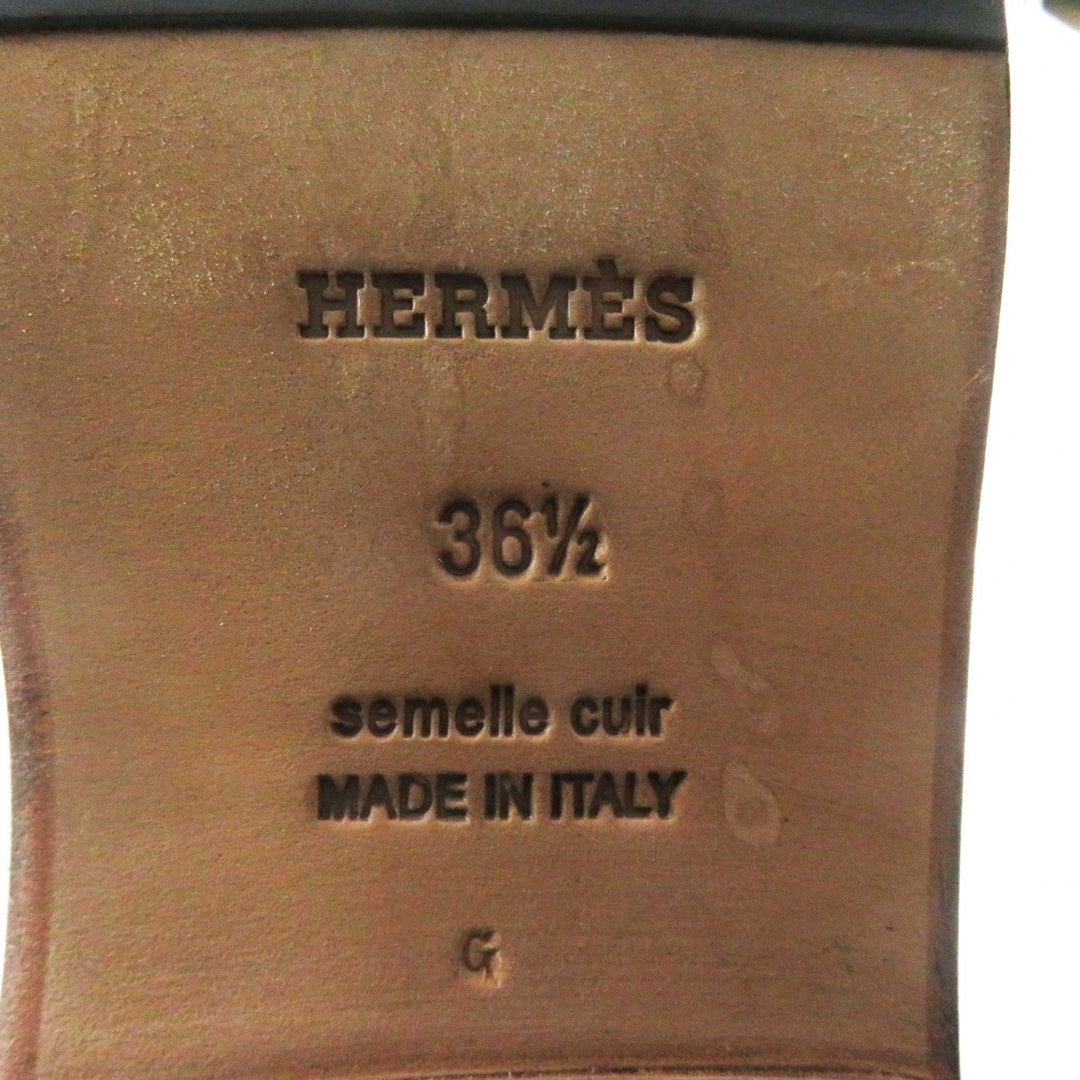 HERMES Knee-high boots 042138Z Main: Leather black Women 36.5 Used Authentic