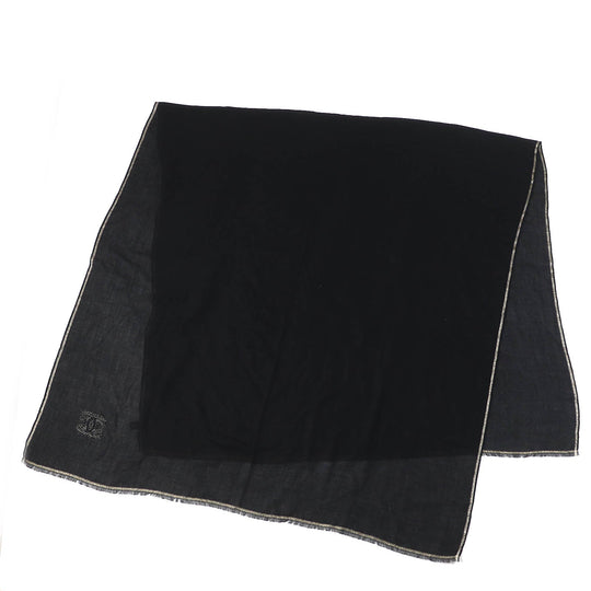 CHANEL Scarf 15C Main: 100% cashmere black gold glitter Women Used Authentic
