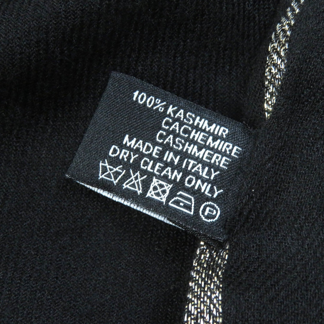 CHANEL Scarf 15C Main: 100% cashmere black gold glitter Women Used Authentic