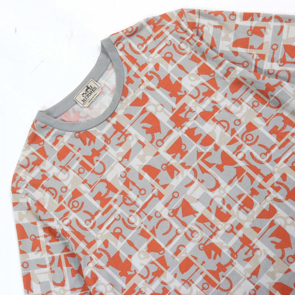 HERMES Short sleeve T-shirt Main: 100% cotton multicolor mens L Used Authentic