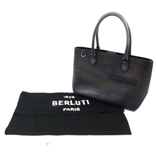 Berluti Tote Bag Main: Scritto leather Dark gray type Toujours Mini Neo mens Used Authentic