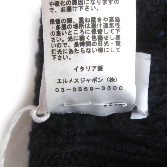 HERMES Knit cap Main: 100% cashmere, part: sheep leather Marin BONNET HOMME TRI MAILLOW TRESS mens M Used Authentic