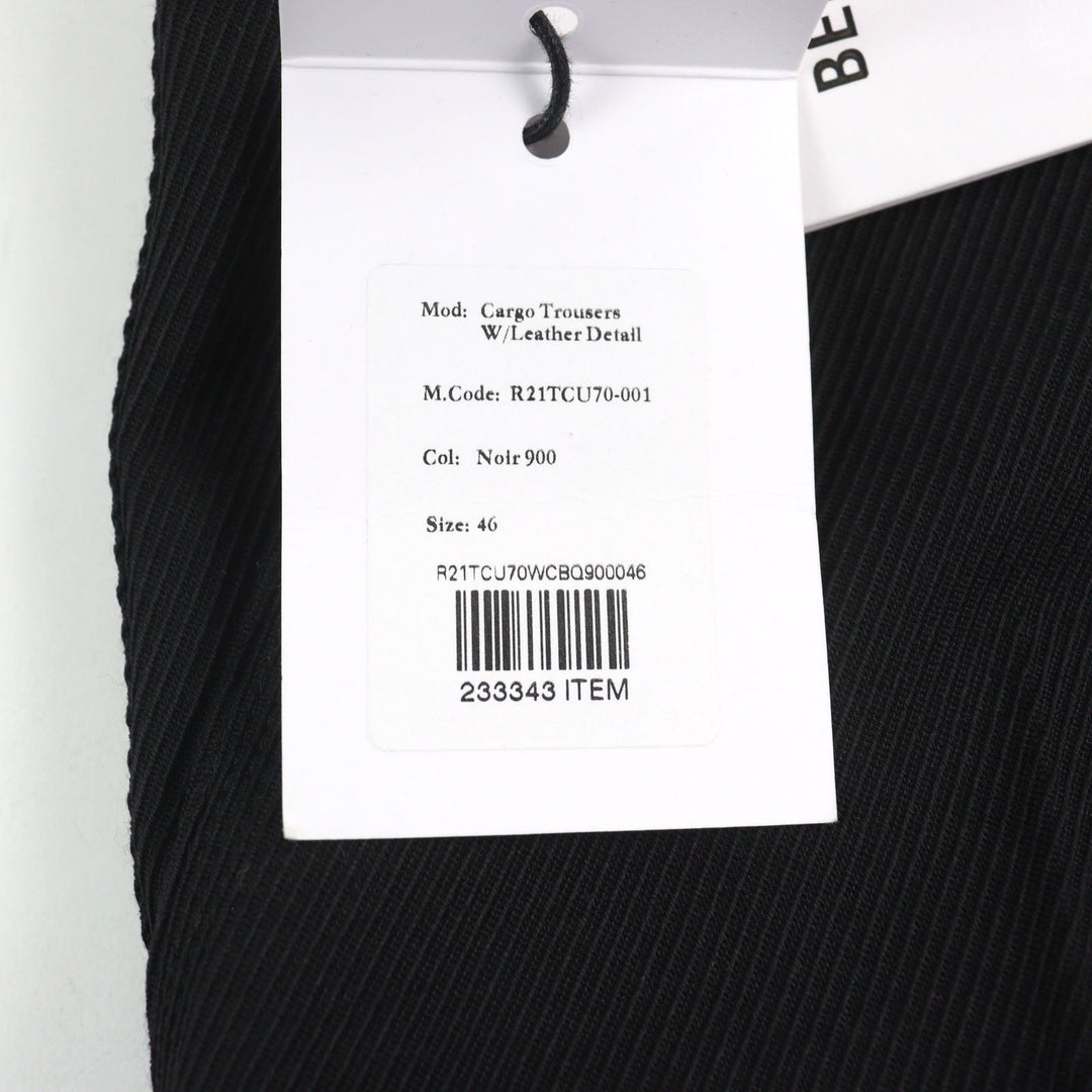 Berluti Pants R21TCU70-001 Main: 100% wool, part: 65% polyester, part: 35% cotton, leather part: calfskin black Cargo Trousers mens 46 Used Authentic