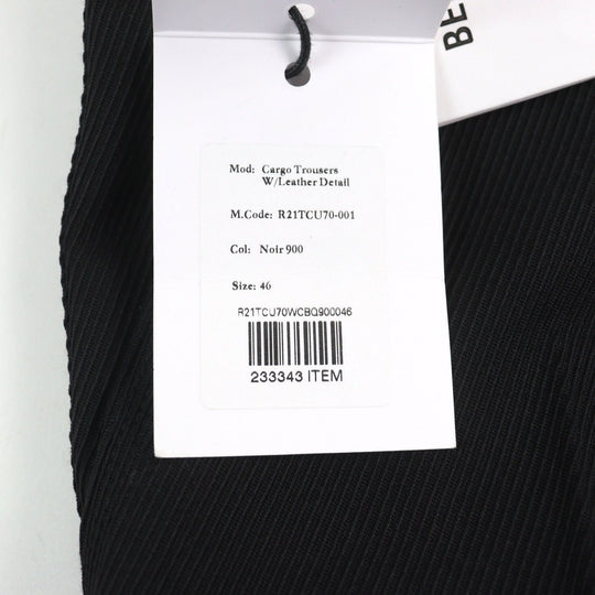 Berluti Pants R21TCU70-001 Main: 100% wool, part: 65% polyester, part: 35% cotton, leather part: calfskin black Cargo Trousers mens 46 Used Authentic