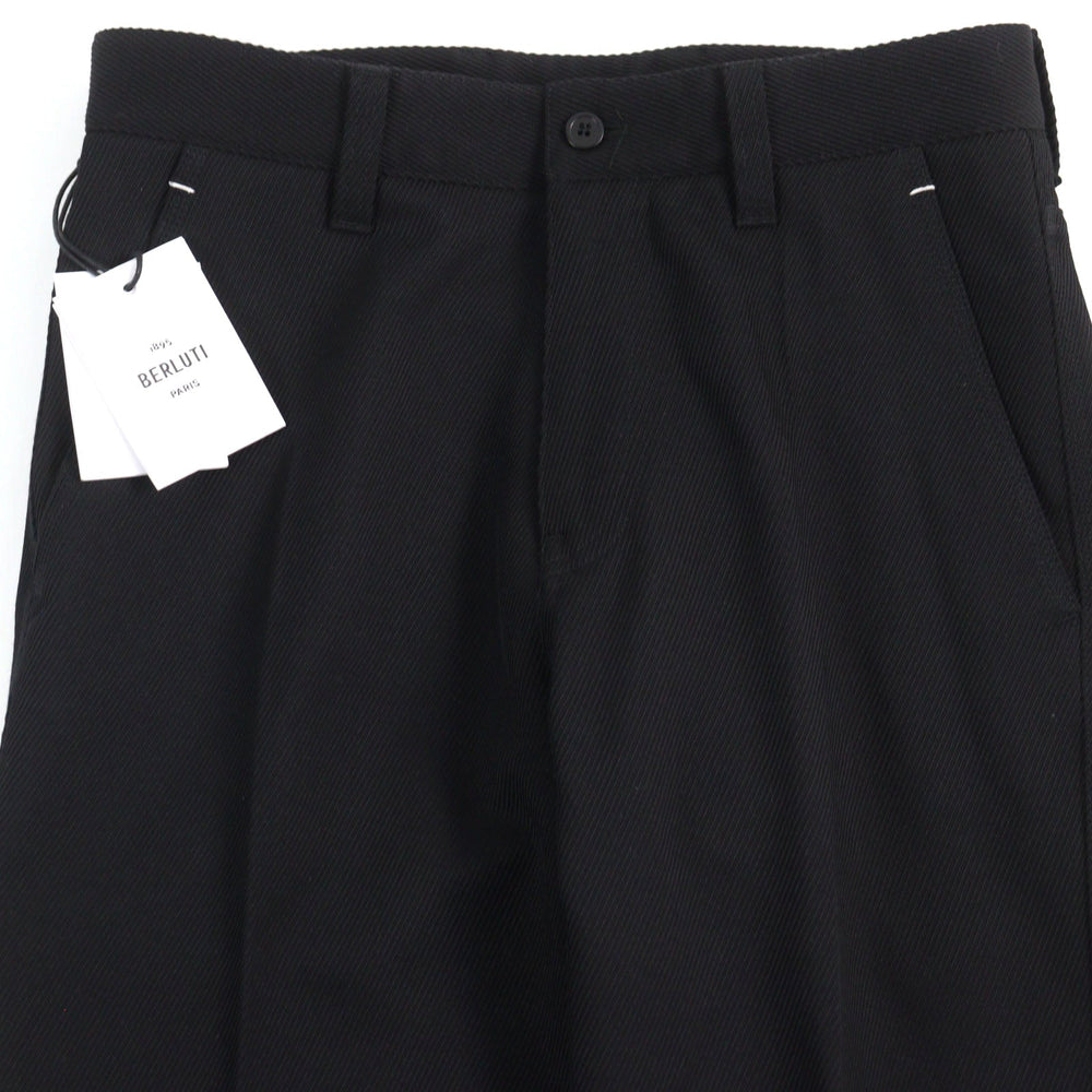 Berluti Pants R21TCU70-001 Main: 100% wool, part: 65% polyester, part: 35% cotton, leather part: calfskin black Cargo Trousers mens 46 Used Authentic