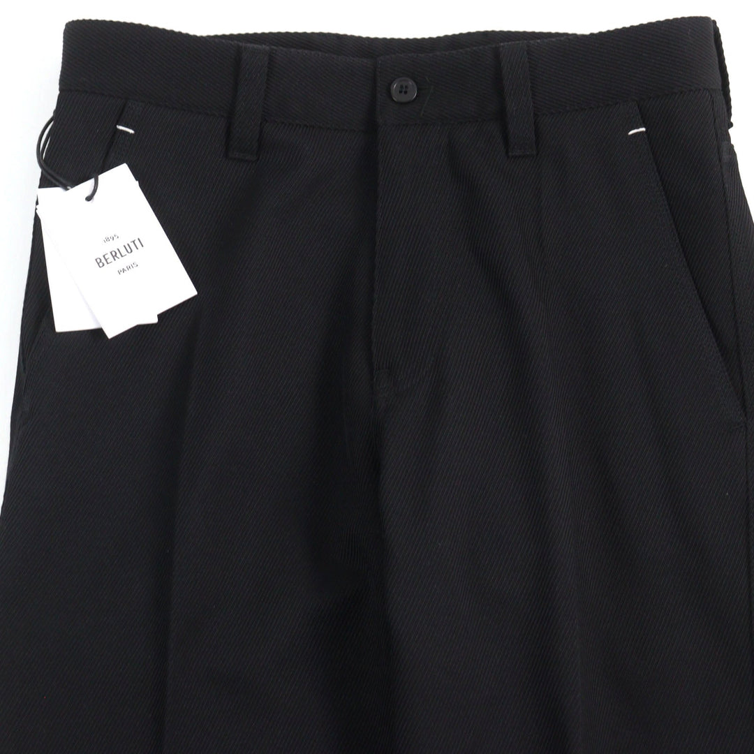 Berluti Pants R21TCU70-001 Main: 100% wool, part: 65% polyester, part: 35% cotton, leather part: calfskin black Cargo Trousers mens 46 Used Authentic