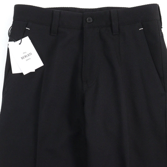 Berluti Pants R21TCU70-001 Main: 100% wool, part: 65% polyester, part: 35% cotton, leather part: calfskin black Cargo Trousers mens 46 Used Authentic