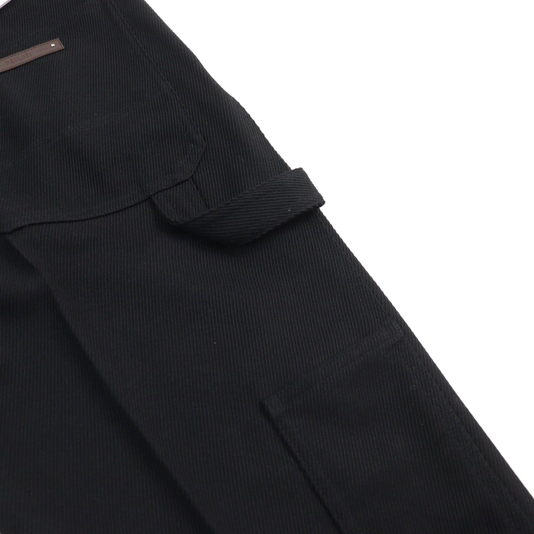 Berluti Pants R21TCU70-001 Main: 100% wool, part: 65% polyester, part: 35% cotton, leather part: calfskin black Cargo Trousers mens 46 Used Authentic