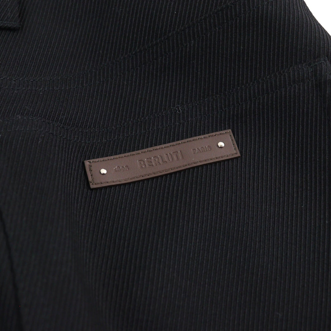 Berluti Pants R21TCU70-001 Main: 100% wool, part: 65% polyester, part: 35% cotton, leather part: calfskin black Cargo Trousers mens 46 Used Authentic