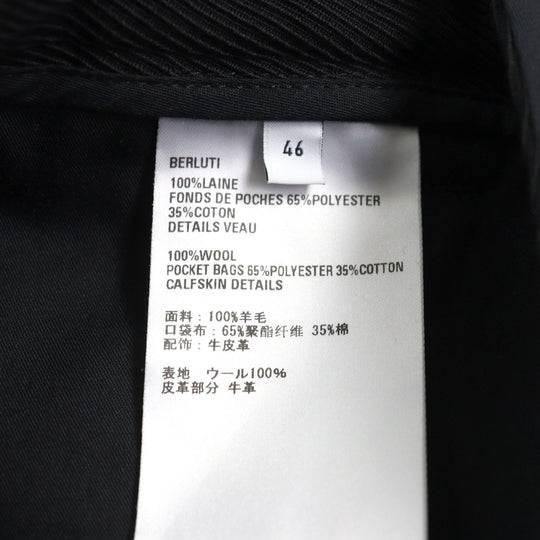 Berluti Pants R21TCU70-001 Main: 100% wool, part: 65% polyester, part: 35% cotton, leather part: calfskin black Cargo Trousers mens 46 Used Authentic