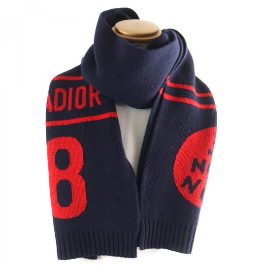 Christian Dior Scarf 85NON308I001 Main: 70% wool, Main: 30% cashmere Navy red mens Used Authentic
