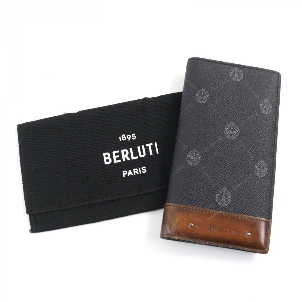Berluti Long Wallet Purse Main: Leather Black type Brown Neo Santal mens Used Authentic
