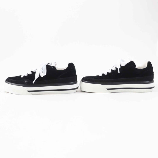 CHANEL sneakers 23B G45208 Main: Velvet, Part: Suede calfskin Black White Women 39 Used Authentic