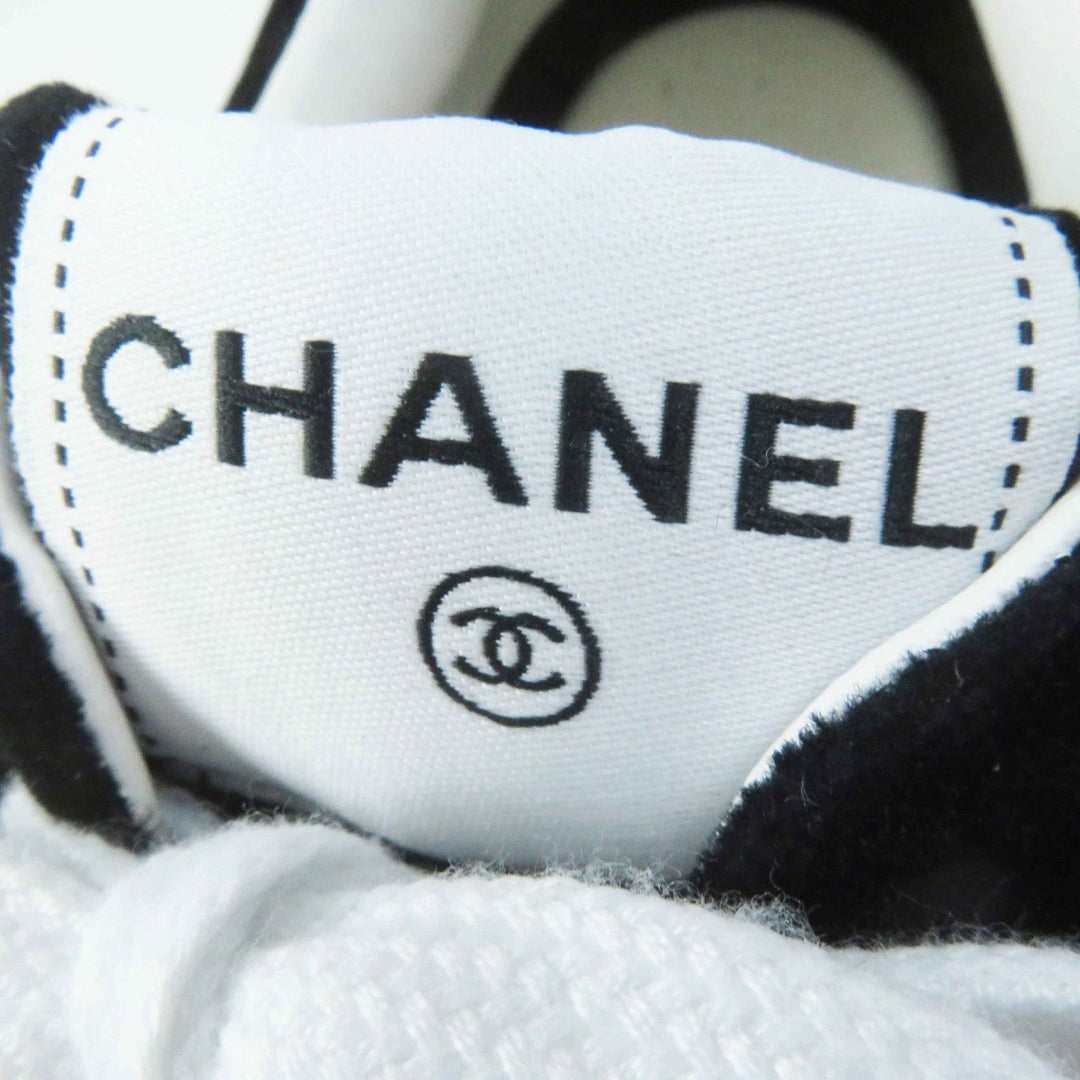 CHANEL sneakers 23B G45208 Main: Velvet, Part: Suede calfskin Black White Women 39 Used Authentic
