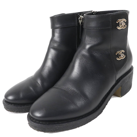 CHANEL short boots G31204 Main: Leather black Women 36 Used Authentic