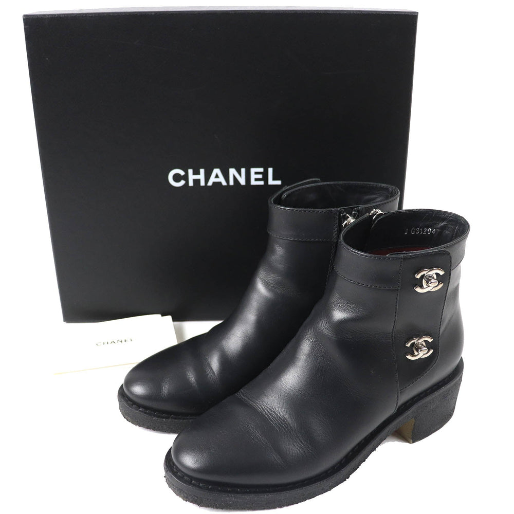 CHANEL short boots G31204 Main: Leather black Women 36 Used Authentic