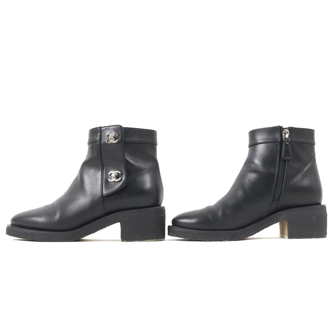 CHANEL short boots G31204 Main: Leather black Women 36 Used Authentic