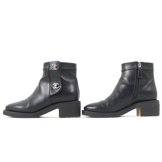 CHANEL short boots G31204 Main: Leather black Women 36 Used Authentic
