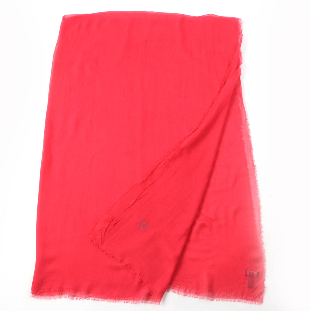 CHANEL shawl Main: 90% modal, Main: 10% cashmere Red type Women Used Authentic
