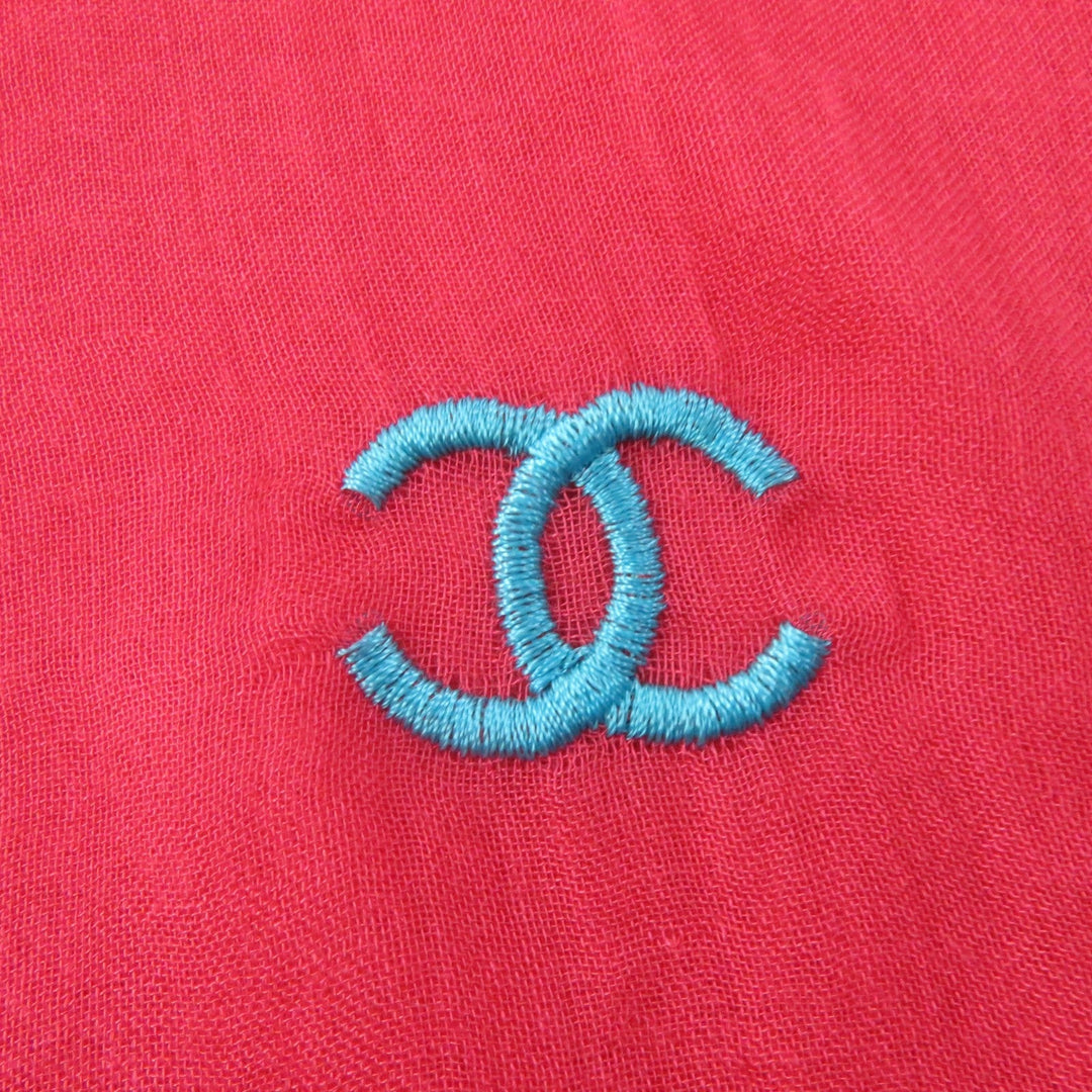 CHANEL shawl Main: 90% modal, Main: 10% cashmere Red type Women Used Authentic