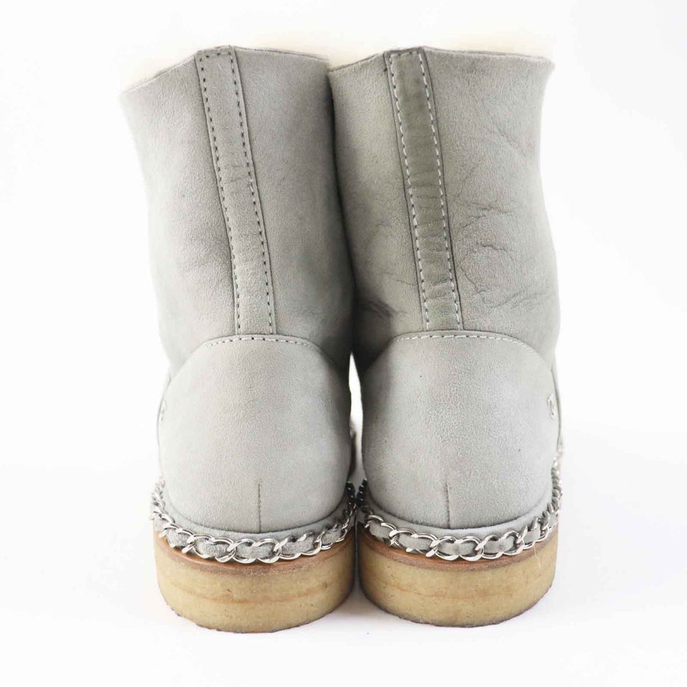 CHANEL boots G34113 Main: Mouton Light gray black Women 36 Used Authentic