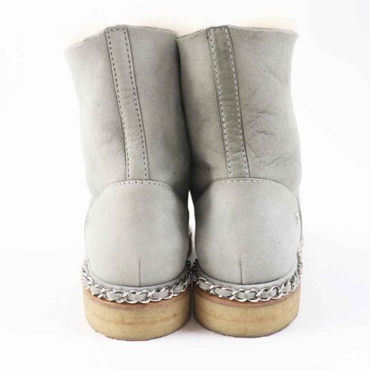 CHANEL boots G34113 Main: Mouton Light gray black Women 36 Used Authentic