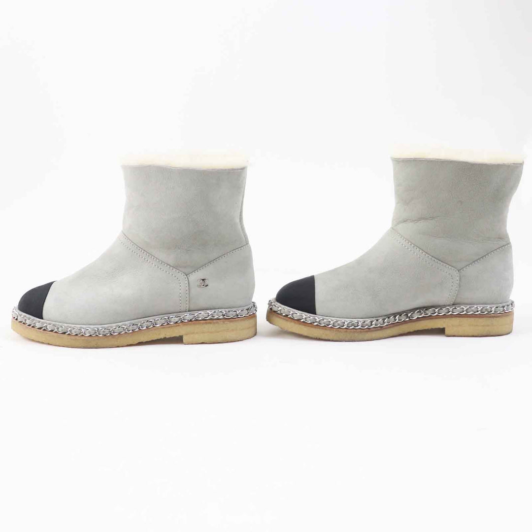 CHANEL boots G34113 Main: Mouton Light gray black Women 36 Used Authentic