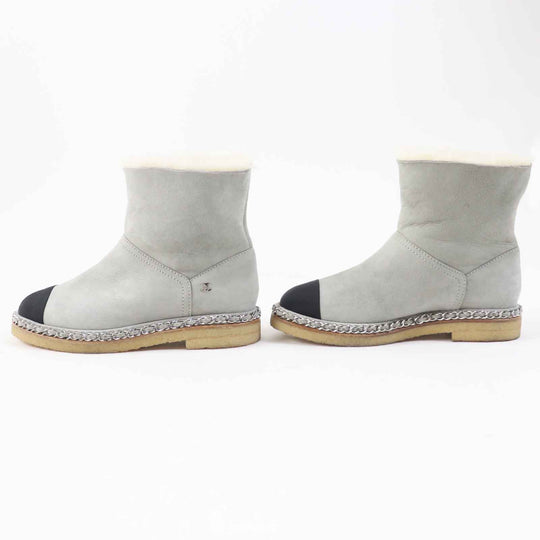 CHANEL boots G34113 Main: Mouton Light gray black Women 36 Used Authentic