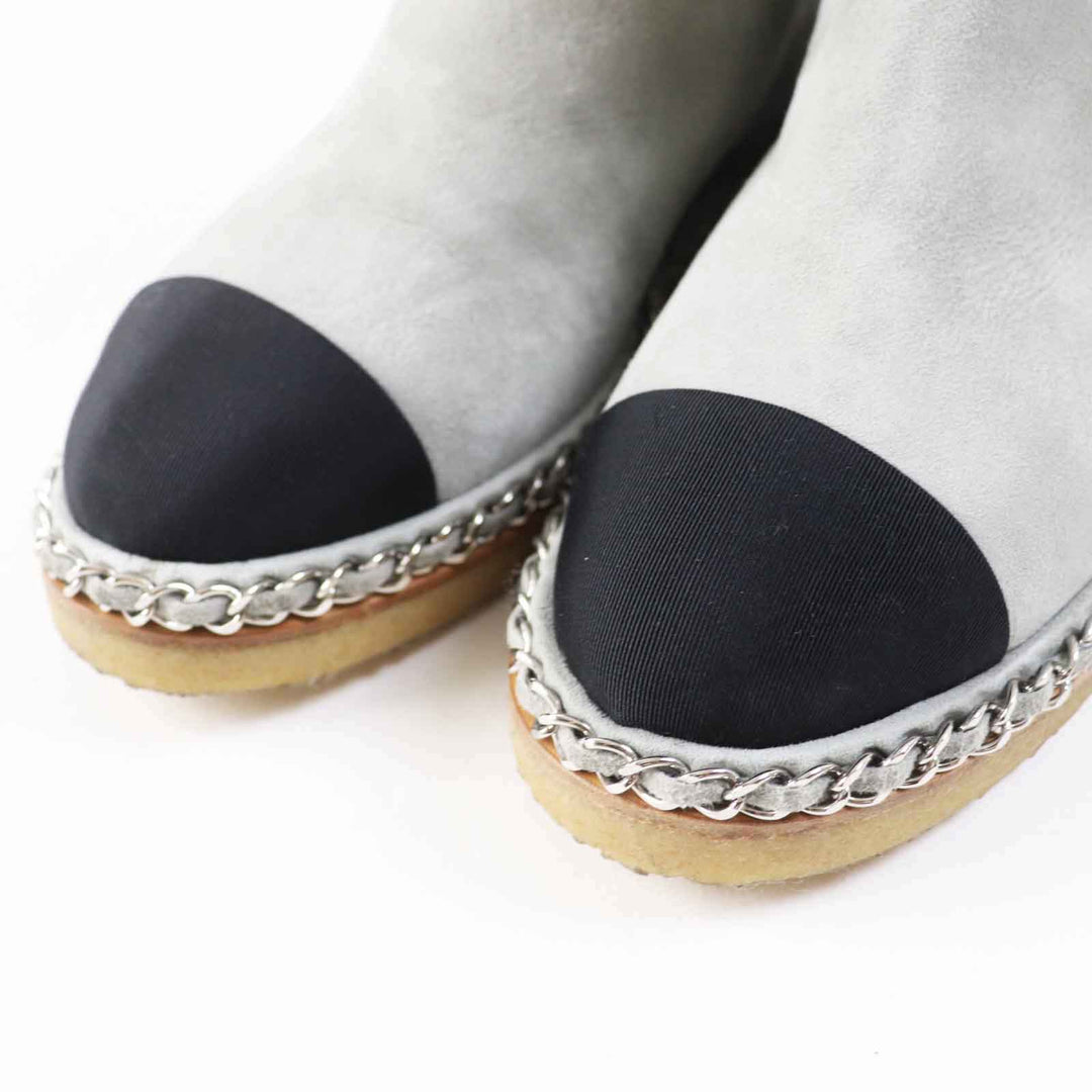 CHANEL boots G34113 Main: Mouton Light gray black Women 36 Used Authentic