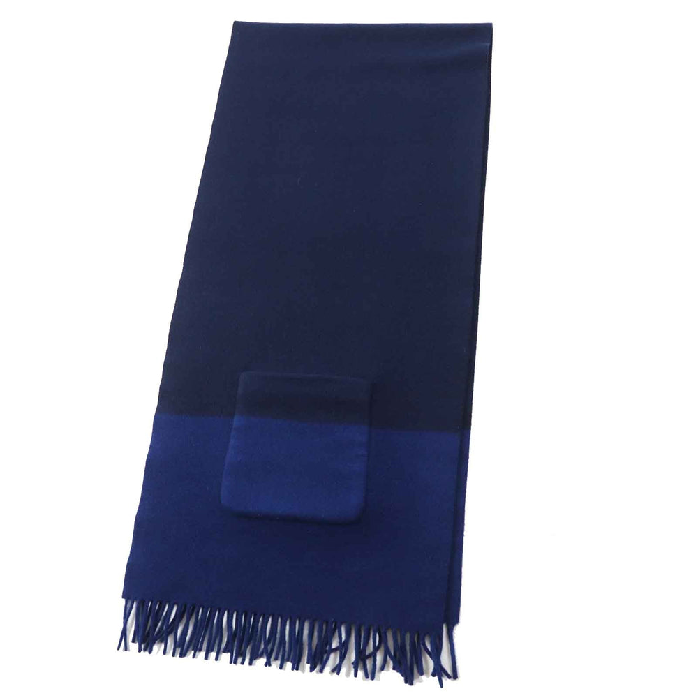 HERMES Scarf H259096S Main: 100% cashmere, Part: 100% silk Navy blue Women Used Authentic
