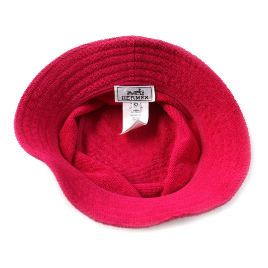 HERMES hat Main: 100% cotton, Part: 100% polyester shocking pink Davis Hat Women 57 Used Authentic