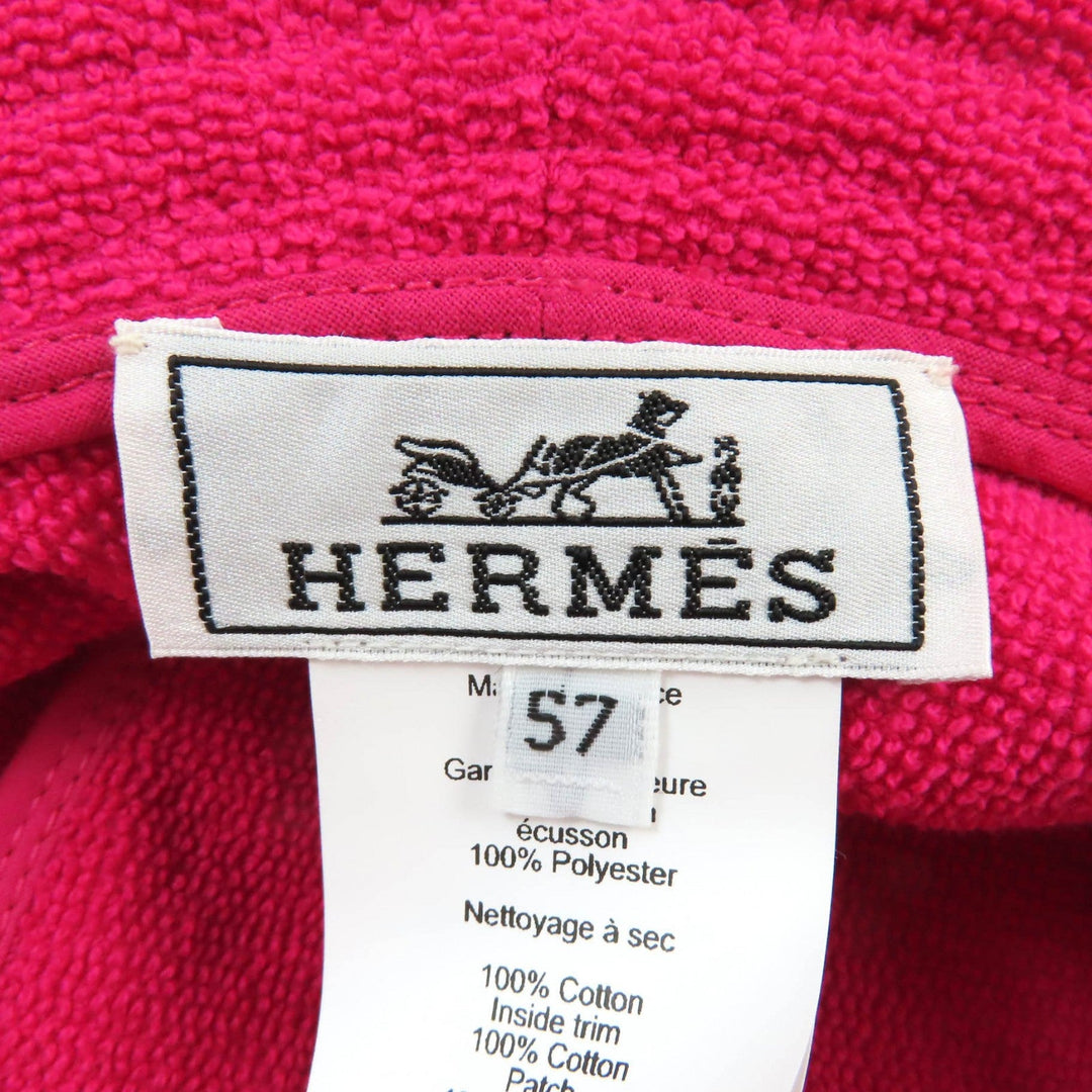 HERMES hat Main: 100% cotton, Part: 100% polyester shocking pink Davis Hat Women 57 Used Authentic