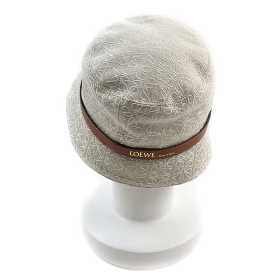 LOEWE hat K820HB1X41 Outer: 94% cotton, Outer: 6% polyester, Part: leather, Lining: 55% cotton, Lining: 45% linen Ecru/Soft White Women 57 Used Authentic