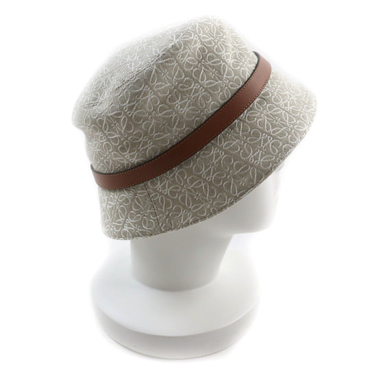 LOEWE hat K820HB1X41 Outer: 94% cotton, Outer: 6% polyester, Part: leather, Lining: 55% cotton, Lining: 45% linen Ecru/Soft White Women 57 Used Authentic