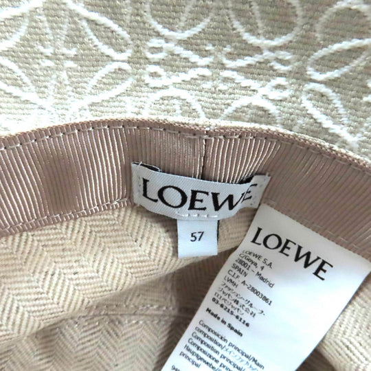 LOEWE hat K820HB1X41 Outer: 94% cotton, Outer: 6% polyester, Part: leather, Lining: 55% cotton, Lining: 45% linen Ecru/Soft White Women 57 Used Authentic