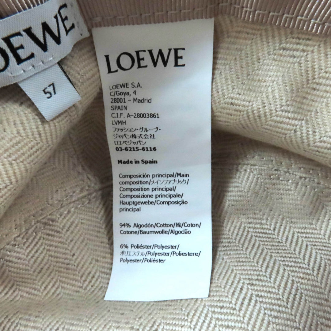 LOEWE hat K820HB1X41 Outer: 94% cotton, Outer: 6% polyester, Part: leather, Lining: 55% cotton, Lining: 45% linen Ecru/Soft White Women 57 Used Authentic