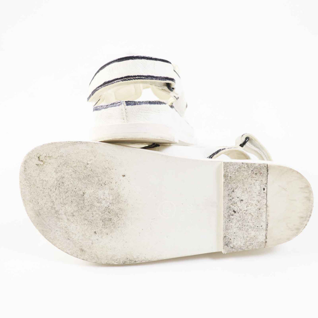 CHANEL Sandals G35927 leather Ivory black COCO Mark Comfort Velcro Women 35 Used Authentic