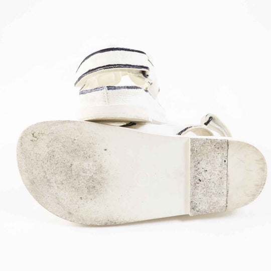 CHANEL Sandals G35927 leather Ivory black COCO Mark Comfort Velcro Women 35 Used Authentic