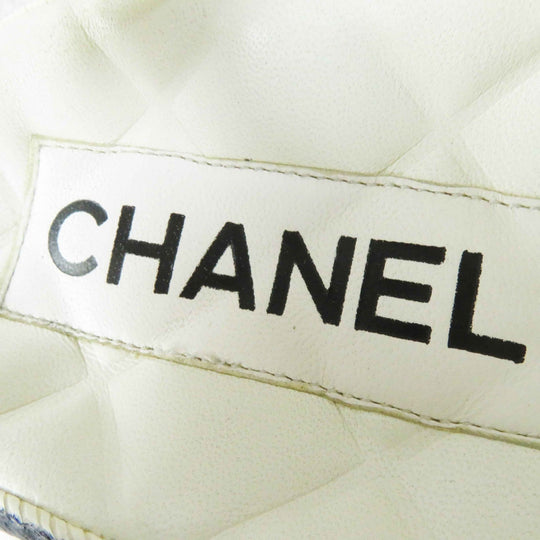 CHANEL Sandals G35927 leather Ivory black COCO Mark Comfort Velcro Women 35 Used Authentic