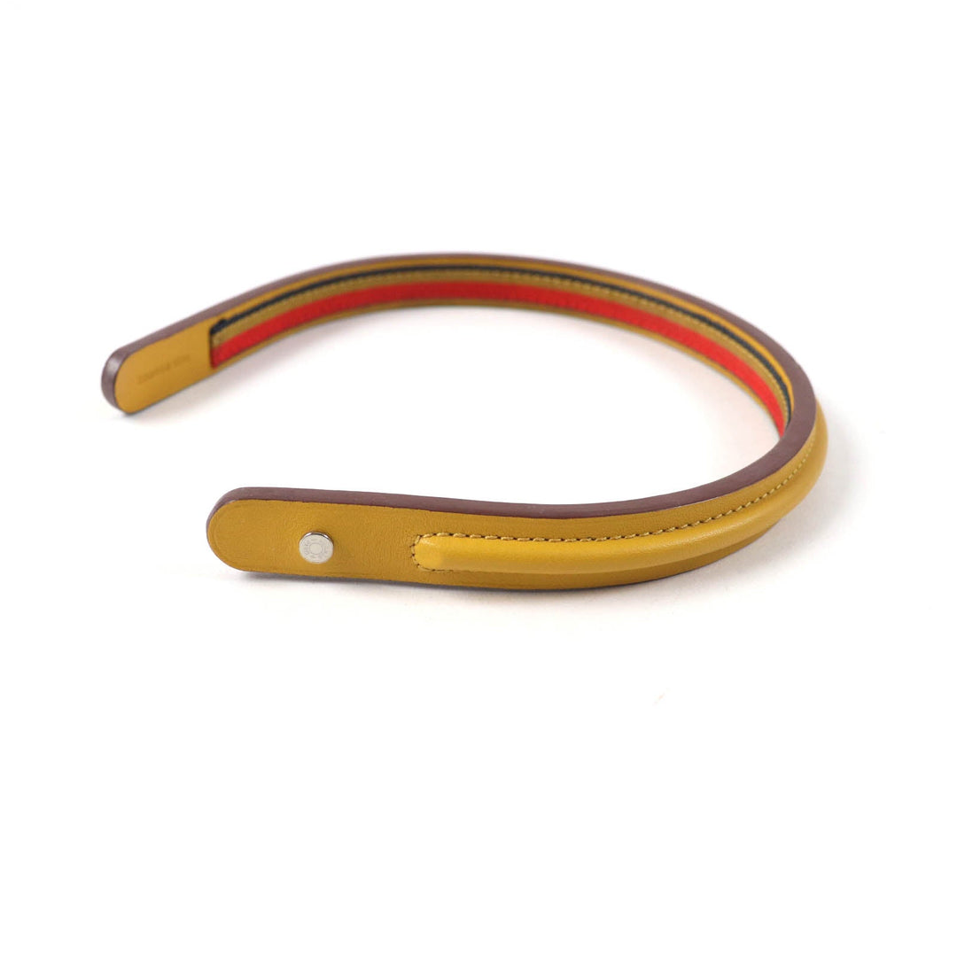 HERMES hair accessory Main: Leather yellow Women Used Authentic