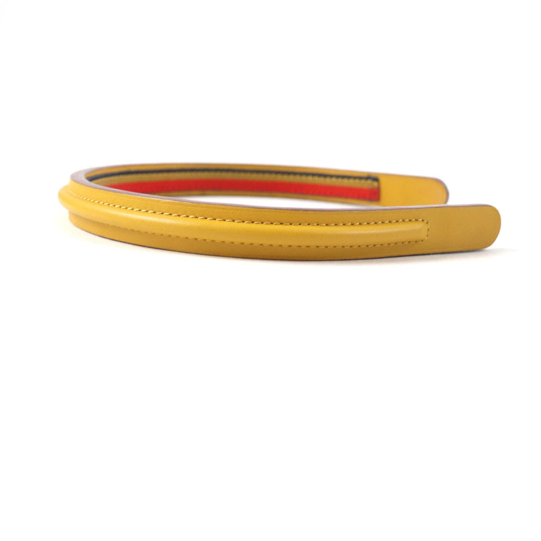 HERMES hair accessory Main: Leather yellow Women Used Authentic