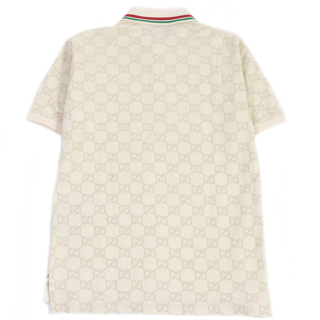 GUCCI Short sleeve polo shirt 753572 Main: 94% cotton, Main: 6% polyurethane, Part: 89% cotton, Part: 11% polyester Ivory mens XS Used Authentic