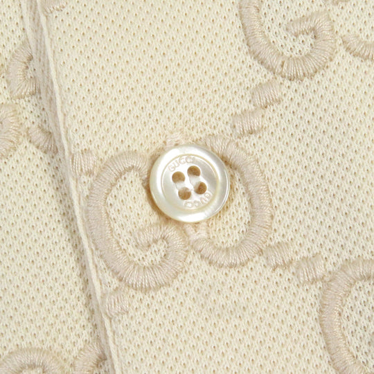 GUCCI Short sleeve polo shirt 753572 Main: 94% cotton, Main: 6% polyurethane, Part: 89% cotton, Part: 11% polyester Ivory mens XS Used Authentic