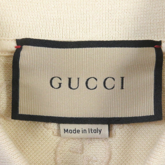 GUCCI Short sleeve polo shirt 753572 Main: 94% cotton, Main: 6% polyurethane, Part: 89% cotton, Part: 11% polyester Ivory mens XS Used Authentic