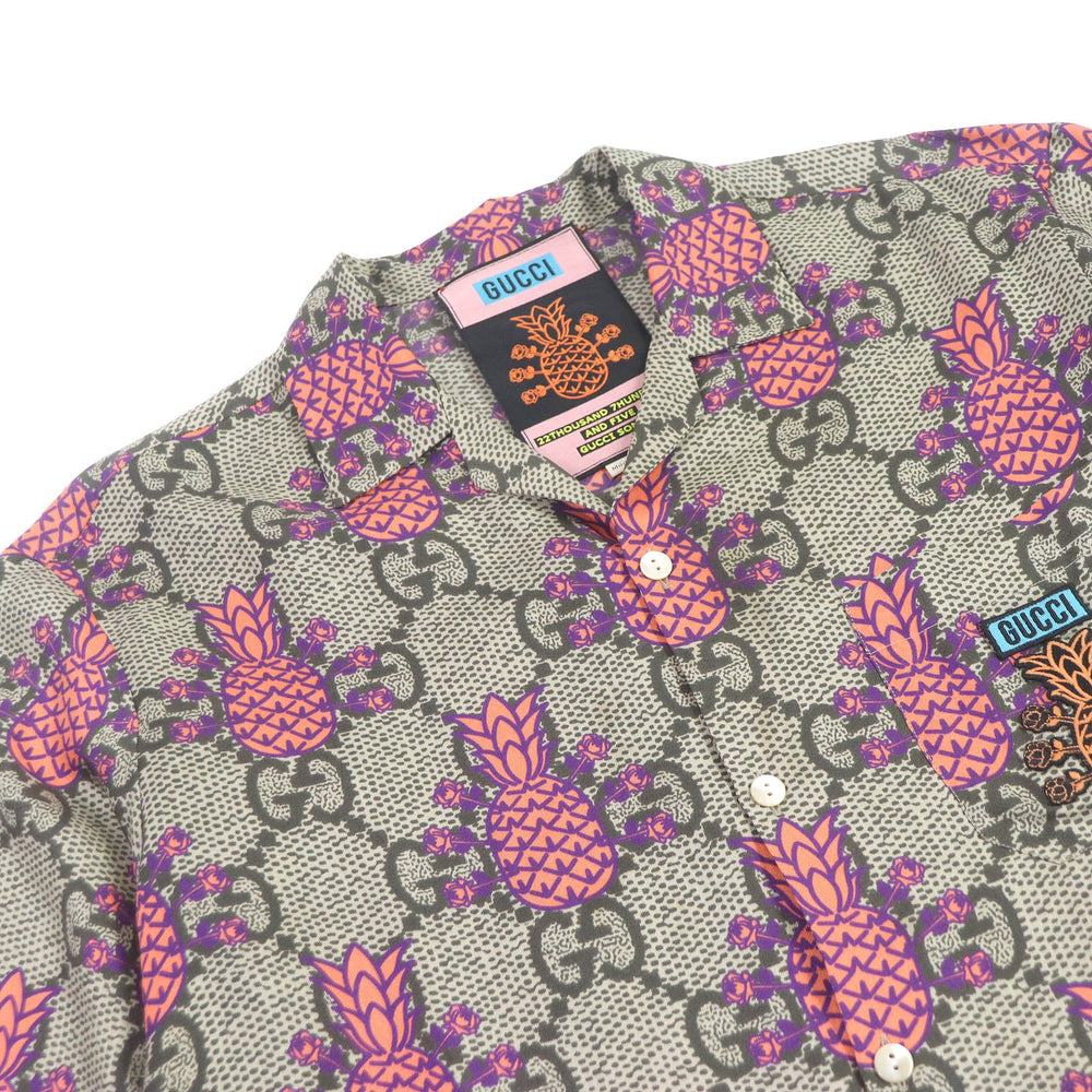 GUCCI Short sleeve shirt 669202 Main: 100% silk, Part: 100% polyester beige mens 46 Used Authentic